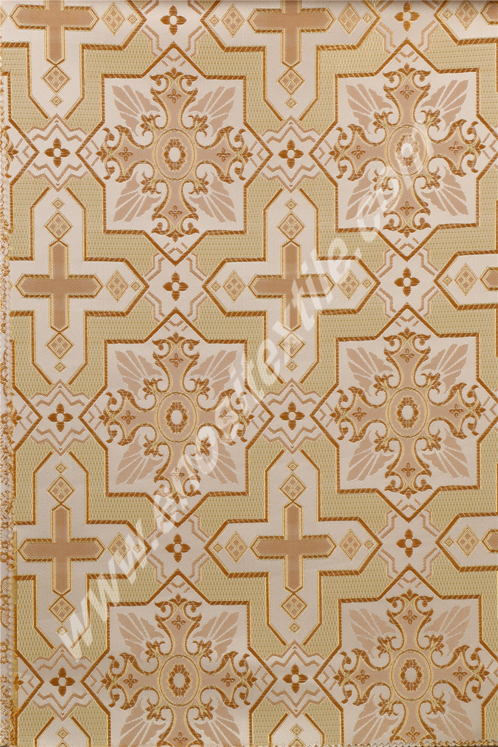 KL-024 White-Light Gold Brocade Fabrics